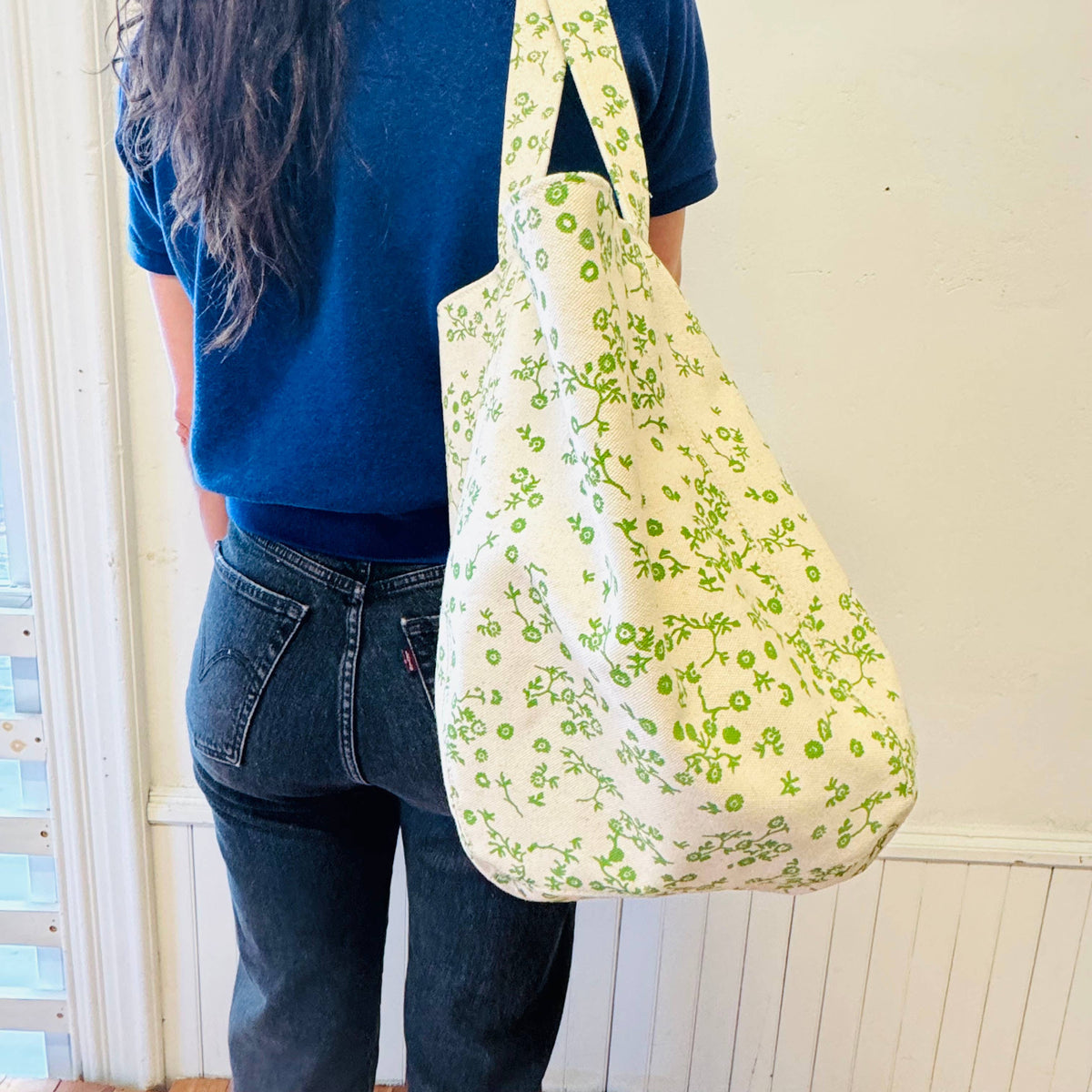 NEW BOHO CANVAS TOTE BAG ASTER in green by Erin Flett