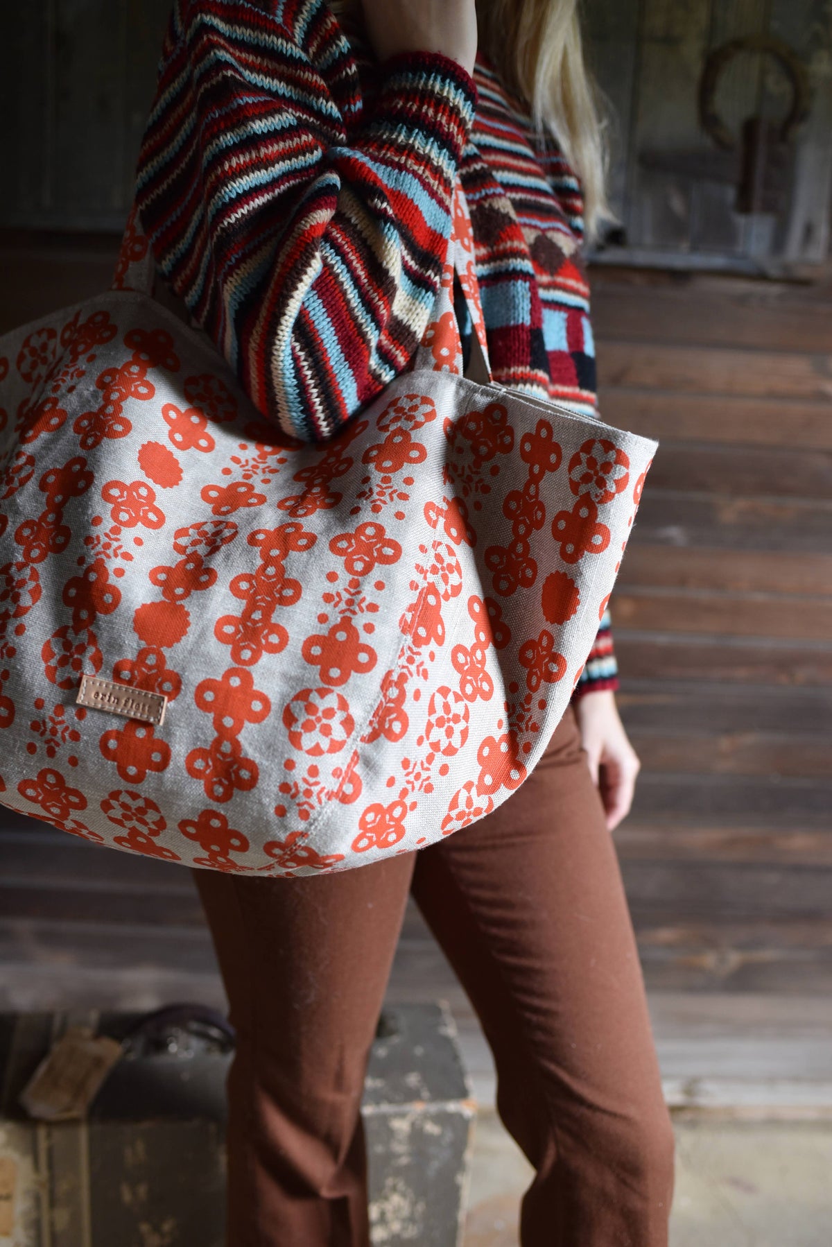 Nordic Heavy Linen Boho Tote Bag