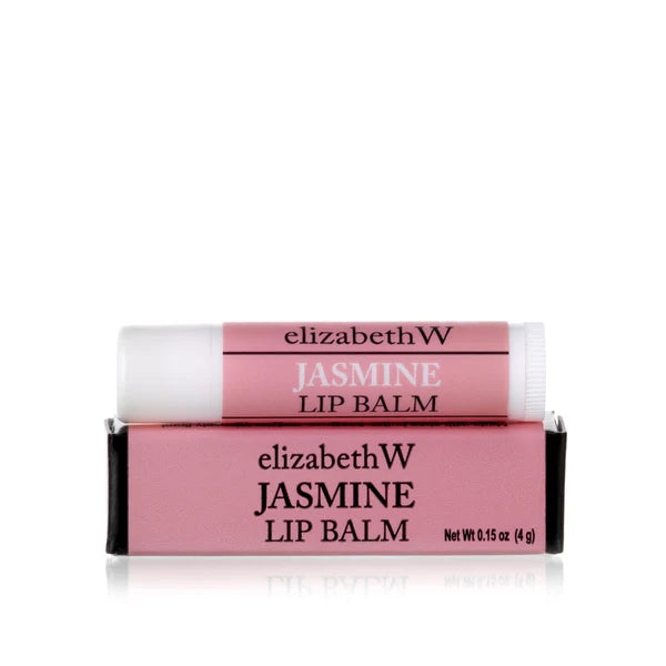 Elizabeth W Jasmine Lip Balm packaging on a white background